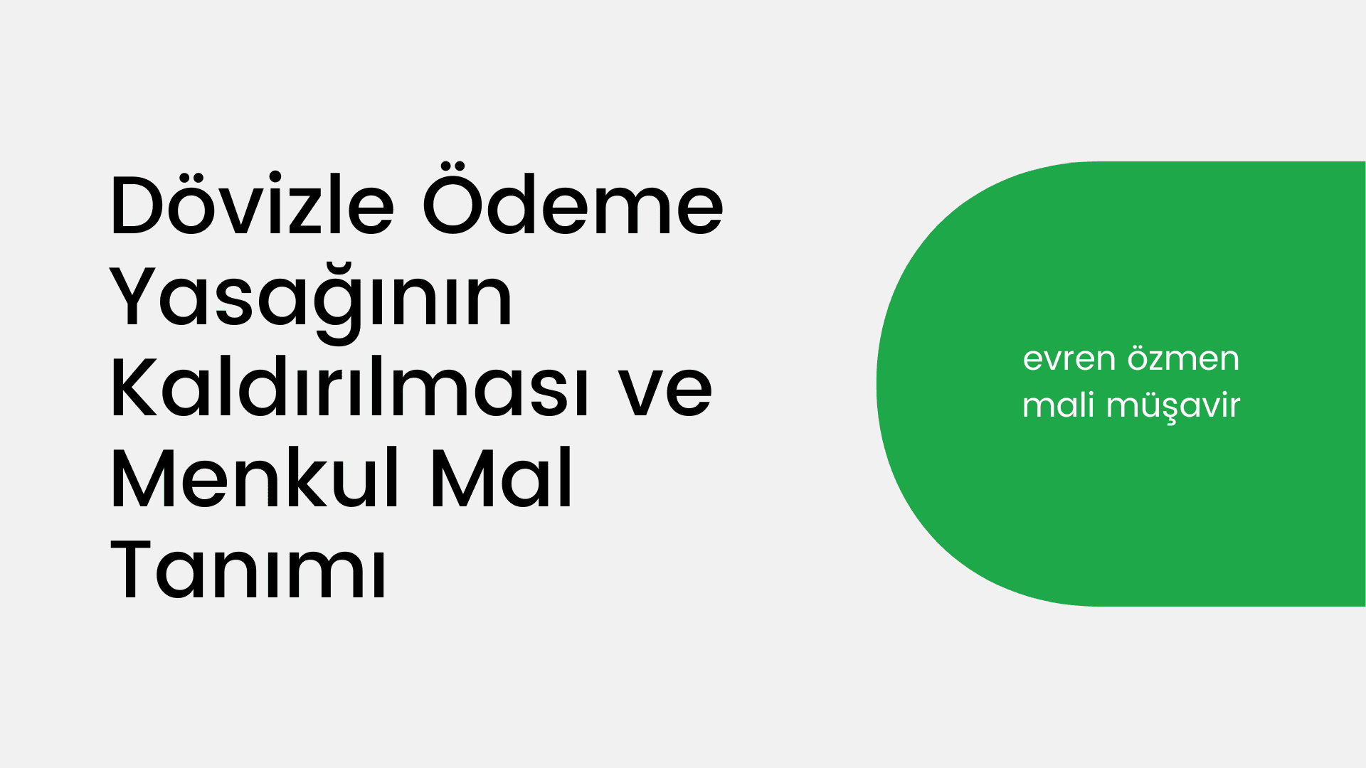Dövizle Ödeme Yasağının Kaldırılması ve Menkul Mal Tanımı