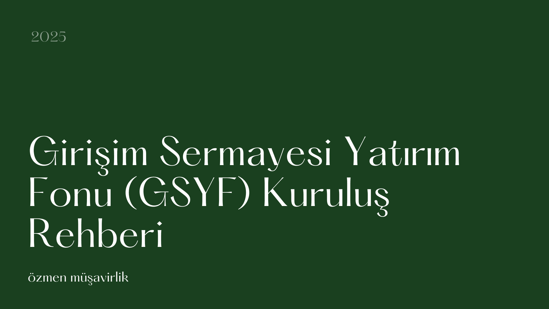Girişim Sermayesi Yatırım Fonu (GSYF) Kuruluş Rehberi