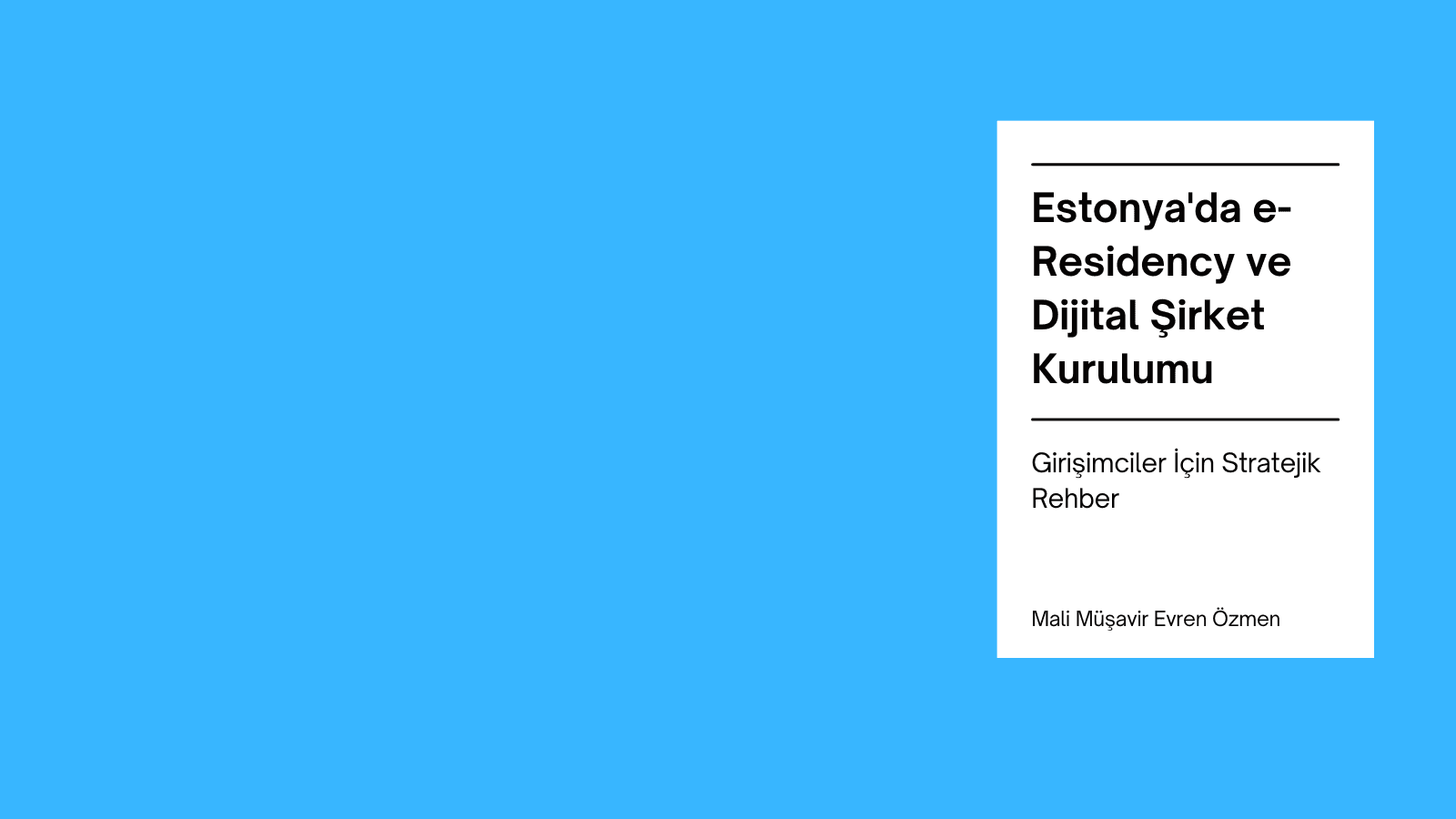 Estonya'da e-Residency ve Dijital Şirket Kurulumu: Girişimciler İçin Stratejik Rehber